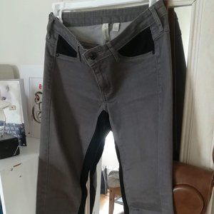 MANGO Grey Strechy Jeans with Black Details